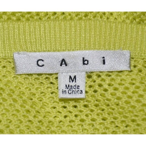 Cabi Lemon Lime Neon Split Back Mesh Pullover Sweater Size M Beach 80's Look - Picture 8 of 9